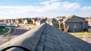 Asphalt shingles for a home roof replacement.