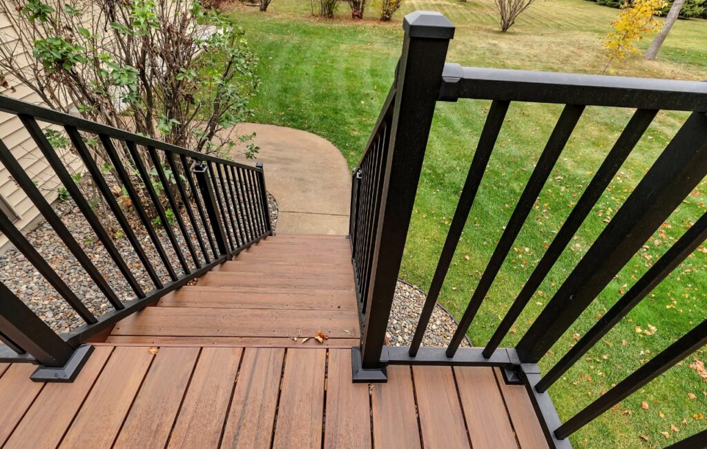 new deck railing installation on central mn home